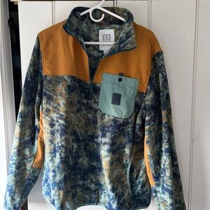 Topo Designs Blue and Gray Fleece Pullover